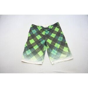 Zoo York Board Shorts Mens 38 Green Black Plaid Surf Athletic Performance‎